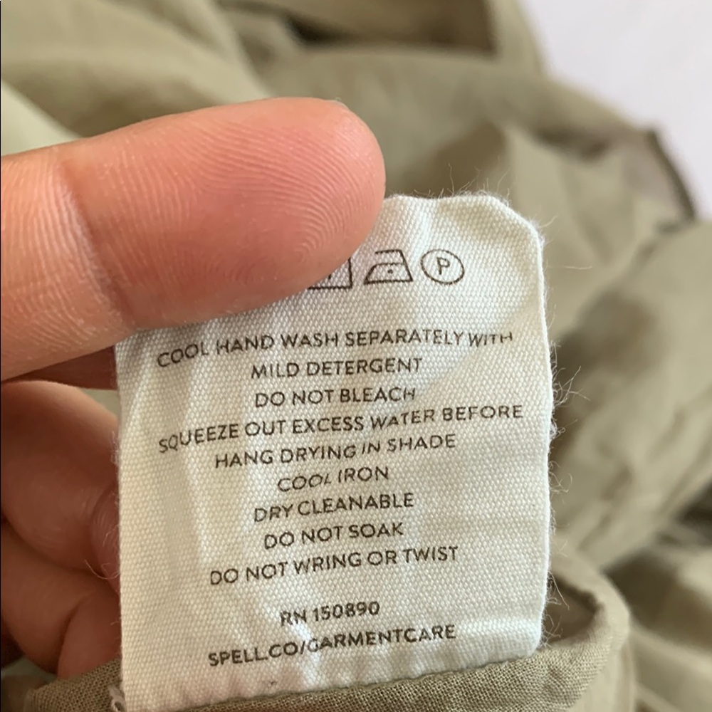 Spell | Honey Smock Dress in Olive | Sz XS, Organic Cotton - Picture 12 of 14